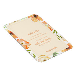 Íman Soft Peach Floral Magnetic Wedding Invitation