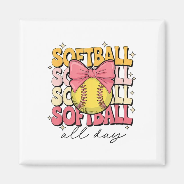 Íman Softba de Arco de coquete de Groovy Softball (Frente)