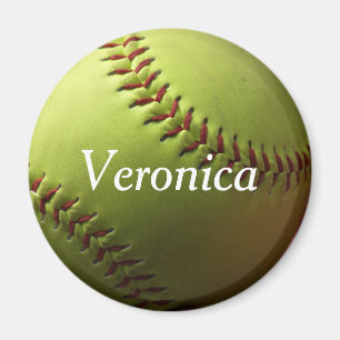 Íman Softball amarelo mini com nome