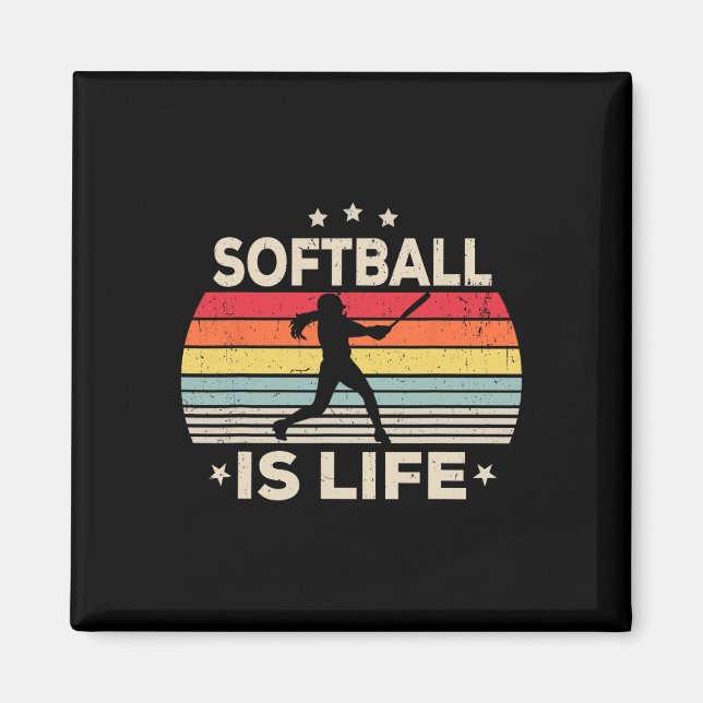 Íman Softball É A Vida Meninas Mulheres Crianças Softba (Frente)