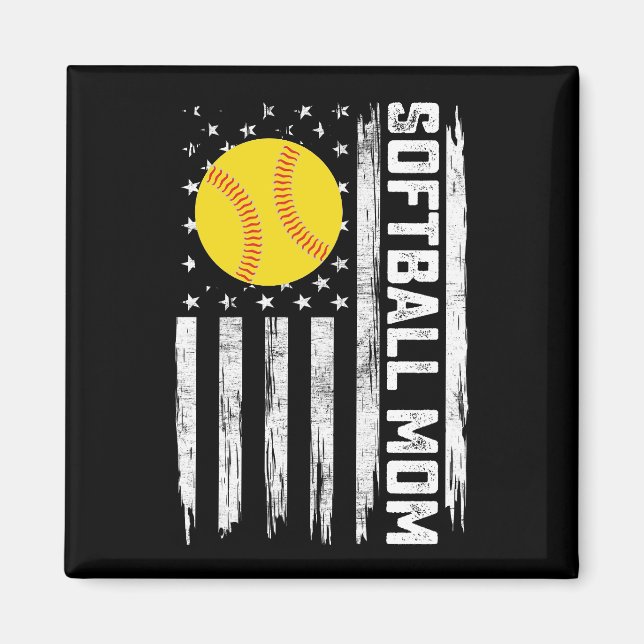 Íman Softball Mãe Americana Dia de as mães de Bandeiras (Frente)