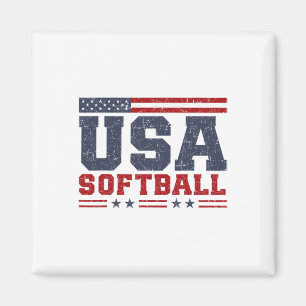 Íman Softbol EUA Bandeira Americana Mulheres Homens Sof