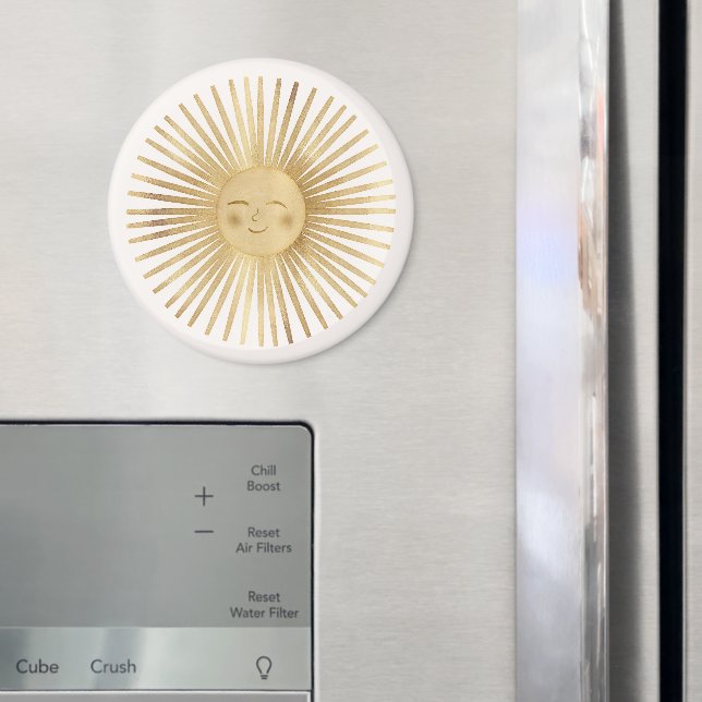 Íman Sol Dourado Celestial Feliz Sunshine Boho Moderno  (In Situ (Fridge))