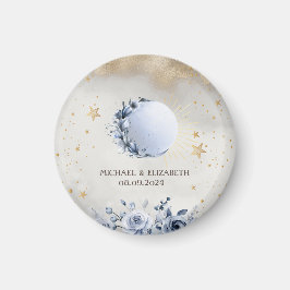 Íman Sol Dourado Celestial, Rosas de Lua Azul Douradas 