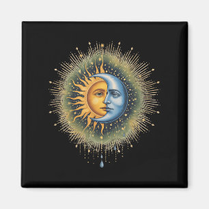 Íman Sol e Lua Celestial Boho Místico Hippie 90s
