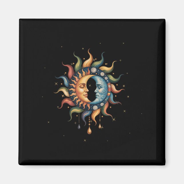 Íman Sol e Lua Celestial Boho Místico Hippie 90s _2 (Frente)
