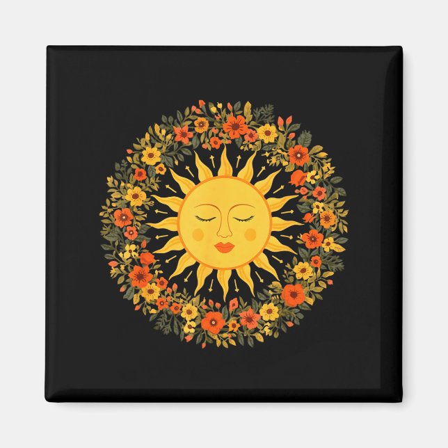 Íman Sol Espiritual Boho Fofo Boêmio Celestial Hippie  (Frente)