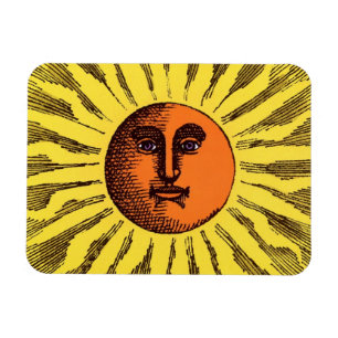 Íman Sol Hippie Feliz Sorridente Amarelo Celestial Vint