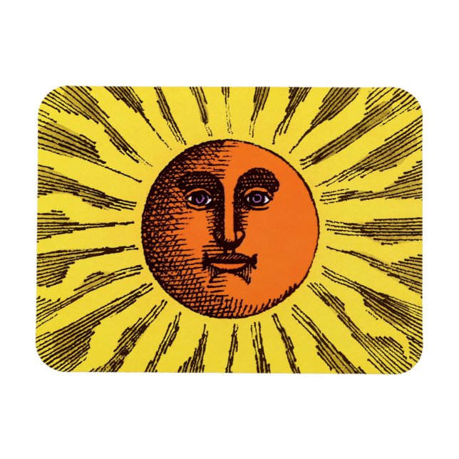 Íman Sol Hippie Feliz Sorridente Amarelo Celestial Vint (Horizontal)
