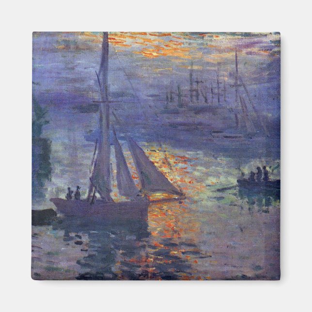 Íman Sol no mar Monet Sailboat pintura em barco arte (Frente)