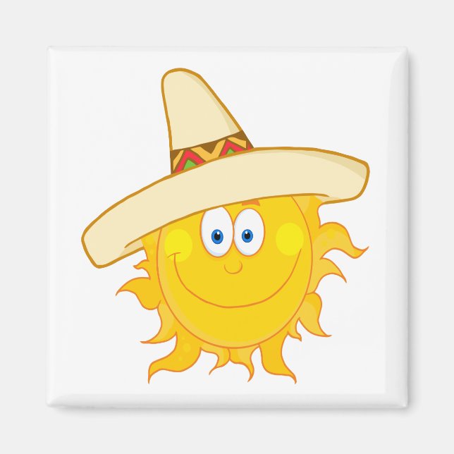 Íman sol sorridente vestindo sombrero (Frente)