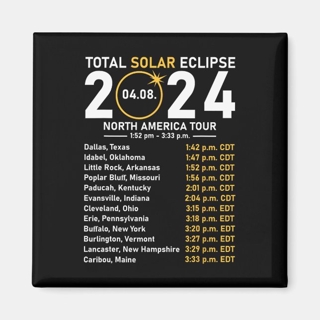 Íman Solar Eclipse 2024 Estado Turnê na América do Nort (Frente)