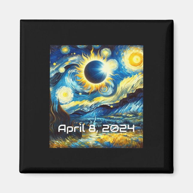 Íman Solar Eclipse 2024 Starry Night Painting Van Gogh (Frente)