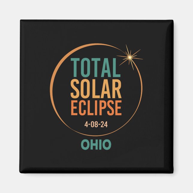 Íman Solar Eclipse Ohio abril de 2024 Totalidade total (Frente)