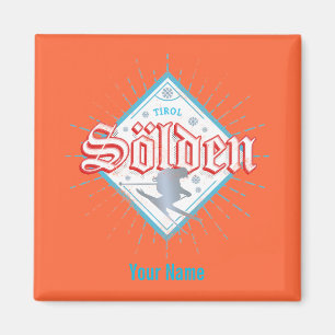 Íman Solden Tirol Retro Skier Vintage Ski Holiday