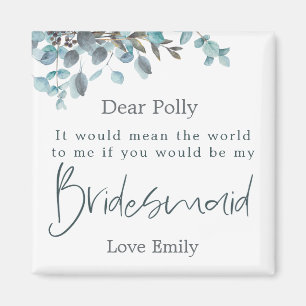 Íman Solicitação de Bridesmaid de Script Eucalyptus F