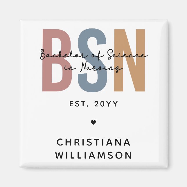 Íman Solteiro Personalizado de Ciência BSN na Enfermage (Frente)