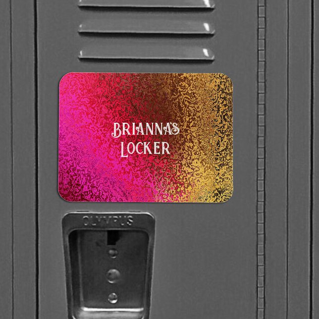 Íman Sombras brilhantes de nome de adição rosa e Dourad (Shiny Shades of Pink & Gold Add Name Magnet)