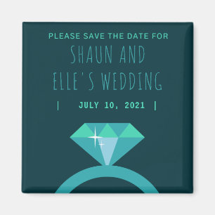 Íman Sombras do Anel de Diamante de Teal Salvem a Data