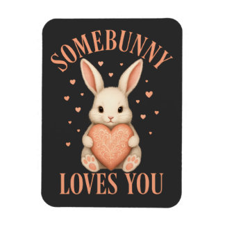 Íman Somebunny Loves You Cute Bunny on Dark Charcoal