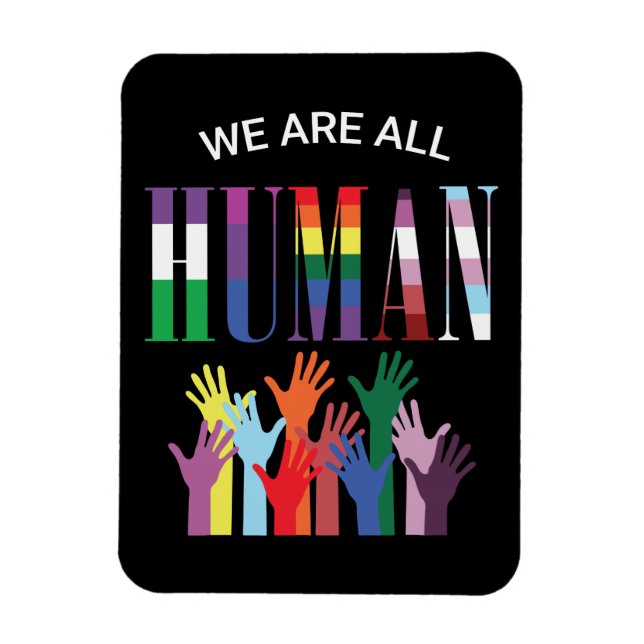 Íman Somos Todos Mãos Coloridas Humanas, Ímã Flexível (Vertical)