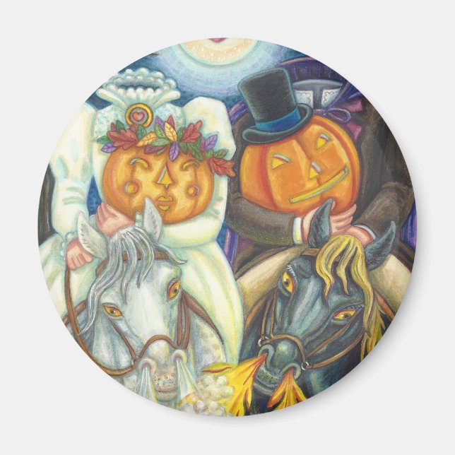 Íman SONHAGEM DE CASAMENTO HALLOWEEN MAGNET Round (Frente)