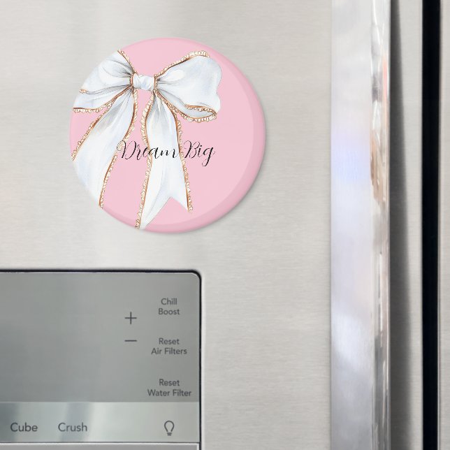 Íman Sonho Cor-de-Rosa Grande Laço Branco (In Situ (Fridge))