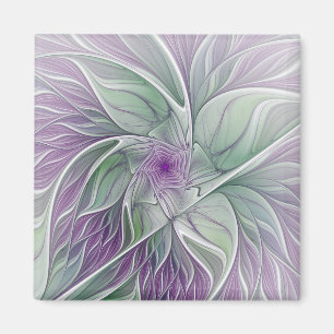 Íman Sonho de Flor, Arte Fractal Verde Abstrato púrpura