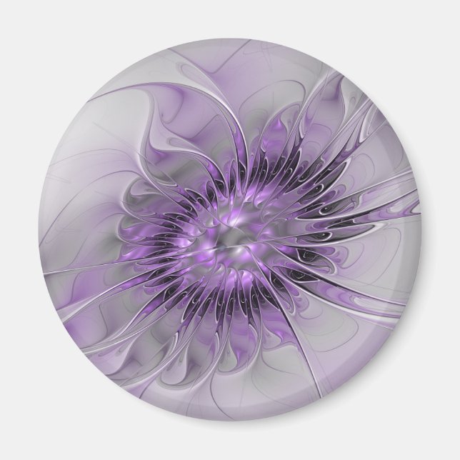 Íman Sonho de Flor de Lavanda Arte Fractal Abstrato Mod (Frente)
