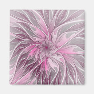 Íman Sonho De Flor Rosa Fractal, Padrão De Fantasia Fl