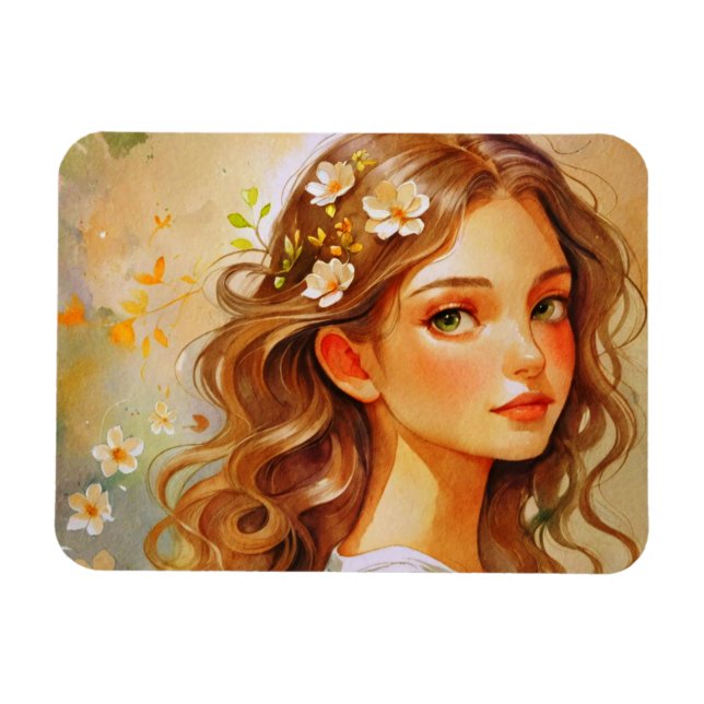 Íman Sonho Dourado: Retrato em Aquarela  (Horizontal)