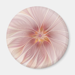 Íman Sonho Floral Rosa Suave Arte Fractal Abstrata Flor