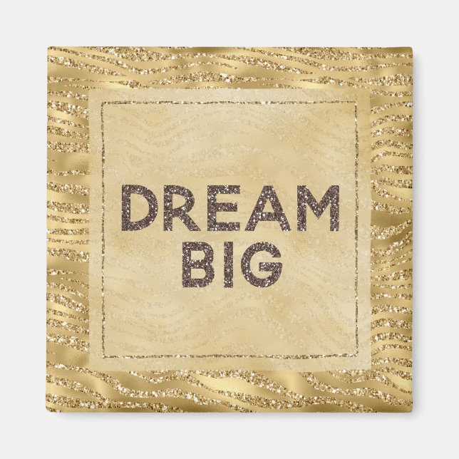 Íman Sonho Glitzy Zebra Imprimido Glitter Dourado (Frente)