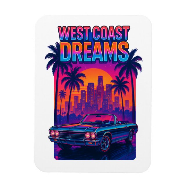 Íman Sonhos da Costa Oeste – Synthwave Retro dos Anos 8 (Vertical)