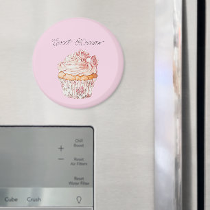 Íman Sonhos Doces Cupcake Floral Rosas Rosa