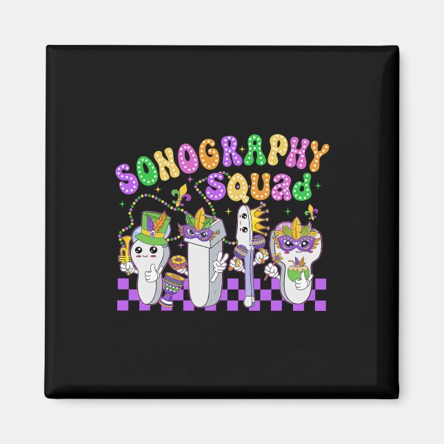Íman Sonografia Engraçada Esquadrão Mardi Gras Carnaval (Frente)