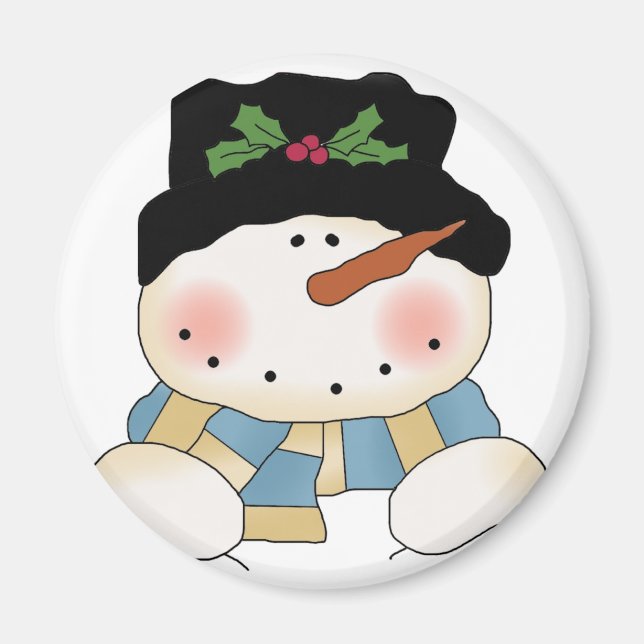 Íman Sorrindo Camisetas e presentes de boneco de neve (Frente)