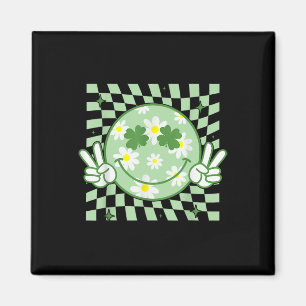 Íman Sorriso Cara Shamrock Groovy Dia de São Patrício H