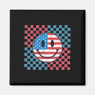 Íman Sorriso Groovy 4 de Julho Face Bandeira dos EUA Li