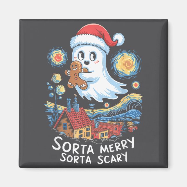 Íman Sorta Merry Sorta Y Santa Ghost Christmas Gingerbr (Frente)