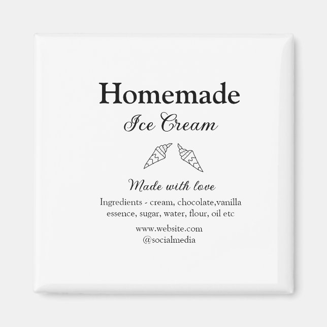 Íman Sorvete caseiro adiciona ingredientes feitos com a (Frente)