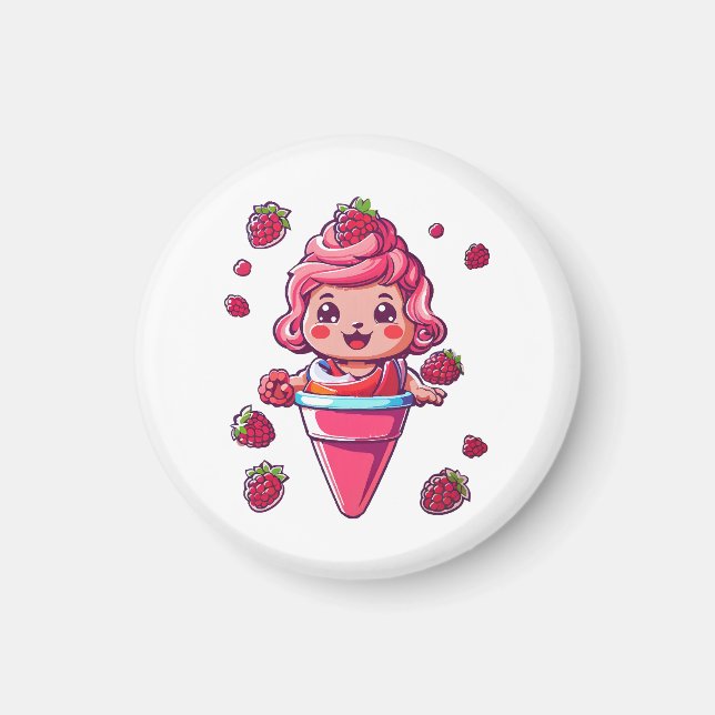 Íman Sorvete de framboesa Kawaii (Frente)