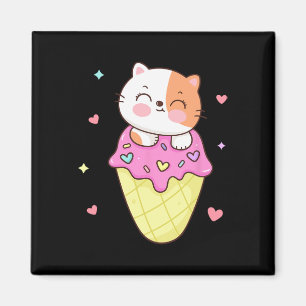 Íman Sorvete De Gato Bonito Camisa Animador Kawaii Cria