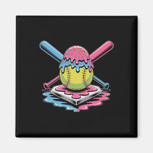 Íman Sorvete de Softbol - Jogadora de Softbol Fofa 