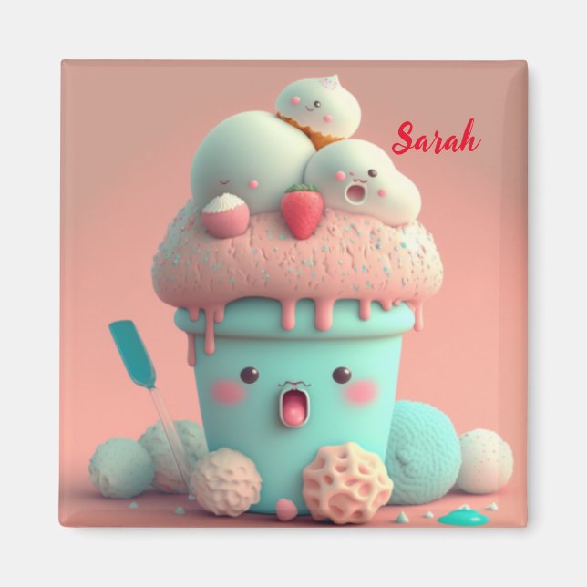 Íman Sorvete rosa-rosa-rosa (Frente)