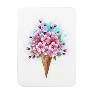 Íman Sorvete Waffle Rosa Sakura Cone