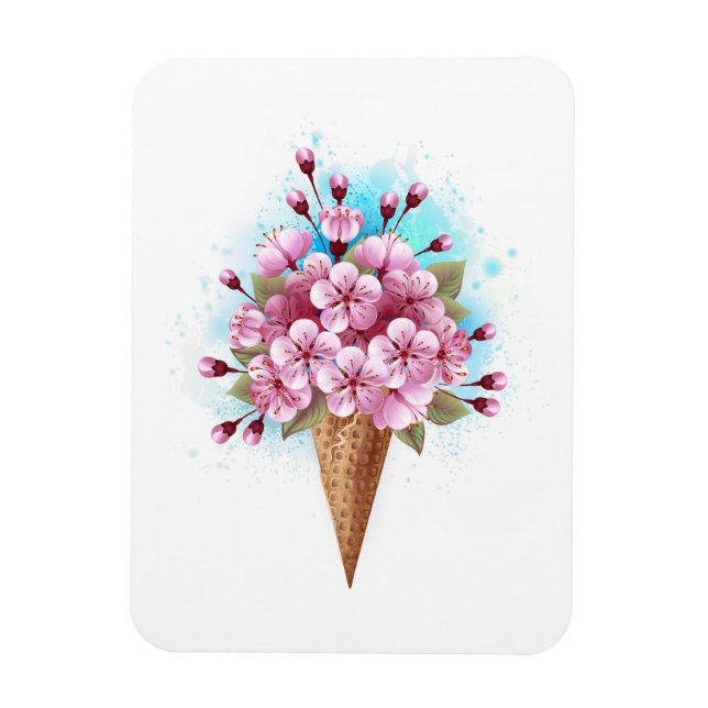Íman Sorvete Waffle Rosa Sakura Cone (Vertical)