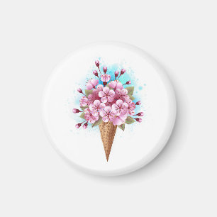 Íman Sorvete Waffle Rosa Sakura Cone