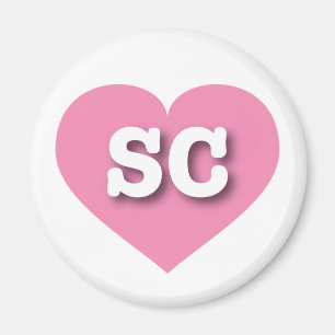 Íman South Carolina Pink Heart - Eu amo SC