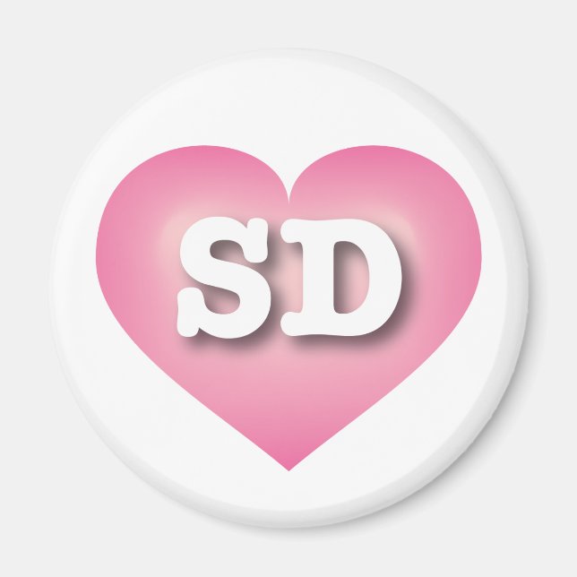 Íman South Dakota Pink Fade Heart - Eu amo SD (Frente)